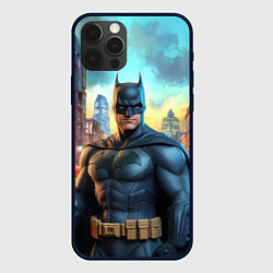 Чехол iPhone 12 Pro Max Бэтмен неоновый город