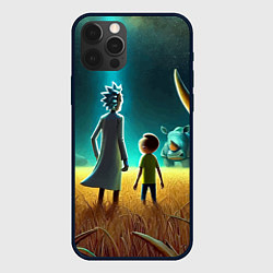 Чехол iPhone 12 Pro Max Морти и Рик на планете носорогов - неоновое свечен