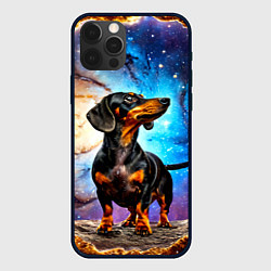 Чехол для iPhone 12 Pro Max Такса в космосе, цвет: 3D-черный