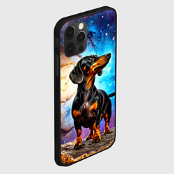 Чехол для iPhone 12 Pro Max Такса в космосе, цвет: 3D-черный — фото 2