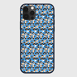 Чехол iPhone 12 Pro Max Киберпанк шестиугольники синие