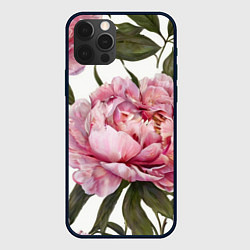 Чехол iPhone 12 Pro Max Розовые пионы на белом
