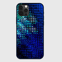Чехол iPhone 12 Pro Max Абстракция чёрно-синий текстурированный