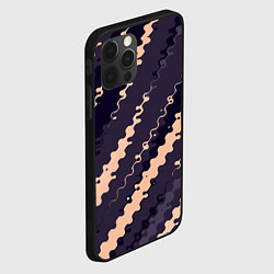 Чехол для iPhone 12 Pro Max Фиолетовый с бежевым искажённые полосы, цвет: 3D-черный — фото 2