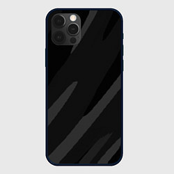 Чехол для iPhone 12 Pro Max Чёрно-серый абстрактный полосы, цвет: 3D-черный
