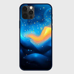 Чехол для iPhone 12 Pro Max Синяя волнистая абстракция текстура, цвет: 3D-черный