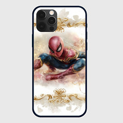 Чехол для iPhone 12 Pro Max Человек - паук розы и узоры, цвет: 3D-черный