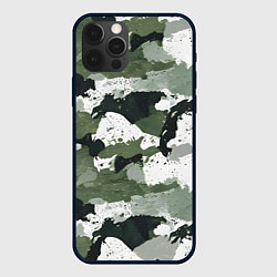 Чехол iPhone 12 Pro Max Зеленый фактурный камуфляж