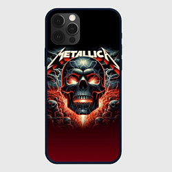 Чехол для iPhone 12 Pro Max Metallica - fire skull, цвет: 3D-черный