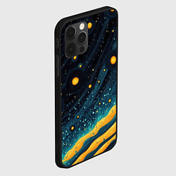 Чехол для iPhone 12 Pro Max Оранжевая краска на бирюзовой текстуре, цвет: 3D-черный — фото 2