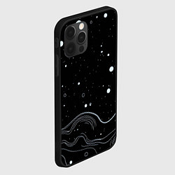 Чехол для iPhone 12 Pro Max Белые линии и брызги краски, цвет: 3D-черный — фото 2