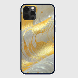 Чехол iPhone 12 Pro Max Серо-золотая материя текстура