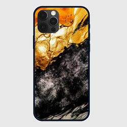 Чехол для iPhone 12 Pro Max Золотая объемная текстура на черном фоне, цвет: 3D-черный