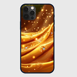 Чехол iPhone 12 Pro Max Золотая ткань с блестками