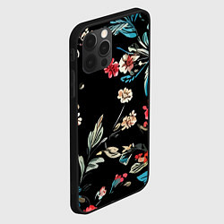 Чехол для iPhone 12 Pro Max Цветы старинный узор, цвет: 3D-черный — фото 2