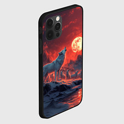 Чехол для iPhone 12 Pro Max Белый волк воет на луну, цвет: 3D-черный — фото 2