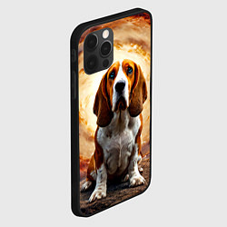 Чехол для iPhone 12 Pro Max Бассет-хаунд в космосе, цвет: 3D-черный — фото 2