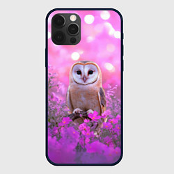 Чехол для iPhone 12 Pro Max Сова на блестящем фоне, цвет: 3D-черный
