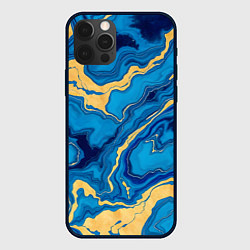 Чехол для iPhone 12 Pro Max Синий мрамор с золотом, цвет: 3D-черный