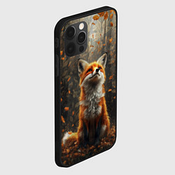 Чехол для iPhone 12 Pro Max Довольный лис в лесной чаще, цвет: 3D-черный — фото 2