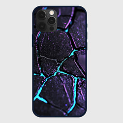 Чехол iPhone 12 Pro Max Фиолетовые плиты с голубым свечением