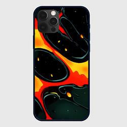 Чехол для iPhone 12 Pro Max Оранжевые разломы текстура, цвет: 3D-черный