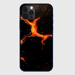 Чехол iPhone 12 Pro Max Оранжевый разлом на черной текстуре