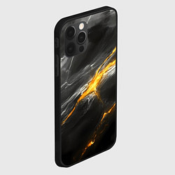 Чехол для iPhone 12 Pro Max Серая текстура с золотым разломом, цвет: 3D-черный — фото 2