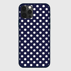 Чехол для iPhone 12 Pro Max Синий в белый горошек, цвет: 3D-черный