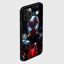 Чехол для iPhone 12 Pro Max Спайдер-мен в мото костюме, цвет: 3D-черный — фото 2