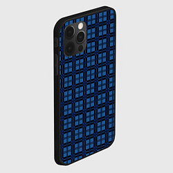Чехол для iPhone 12 Pro Max Синий простой клетчатый, цвет: 3D-черный — фото 2