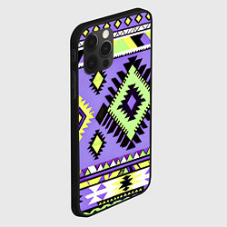 Чехол для iPhone 12 Pro Max Геометрический сиренево желтый орнамент ацтеков, цвет: 3D-черный — фото 2