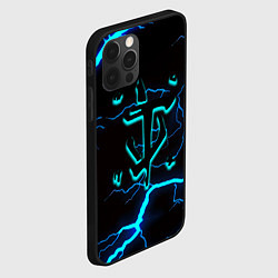 Чехол для iPhone 12 Pro Max Doom молнии неоновые, цвет: 3D-черный — фото 2