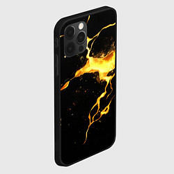 Чехол для iPhone 12 Pro Max Черная текстура с золотой лавой, цвет: 3D-черный — фото 2