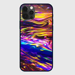 Чехол для iPhone 12 Pro Max Неоновые полосы текстура, цвет: 3D-черный