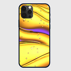 Чехол iPhone 12 Pro Max Золотые волны с фиолетовым свечением