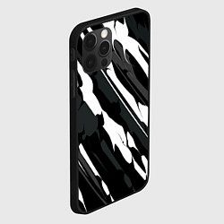 Чехол для iPhone 12 Pro Max Разводы белым на черном, цвет: 3D-черный — фото 2