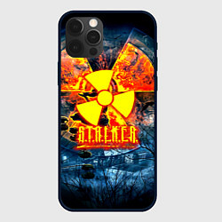 Чехол для iPhone 12 Pro Max Stalker огненное лого чернобыль, цвет: 3D-черный