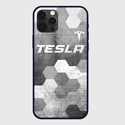 Чехол iPhone 12 Pro Max Tesla - grey gradient посередине