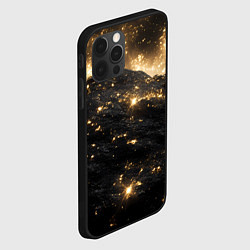 Чехол для iPhone 12 Pro Max Черные камни с золотой пыльцой текстура, цвет: 3D-черный — фото 2