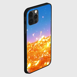 Чехол для iPhone 12 Pro Max Золотые шарики на голубом фоне, цвет: 3D-черный — фото 2