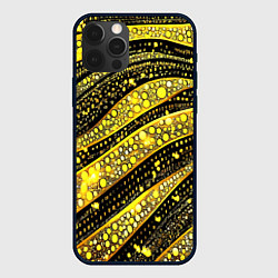 Чехол для iPhone 12 Pro Max Золотые полоски на черном, цвет: 3D-черный