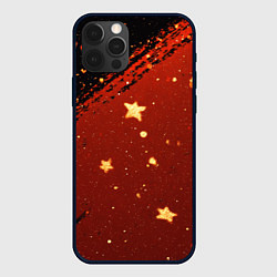 Чехол для iPhone 12 Pro Max Золотые звездочки на коричневой текстуре, цвет: 3D-черный