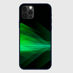 Чехол iPhone 12 Pro Max Неоновая зеленая абстракция на черном фоне