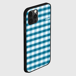 Чехол для iPhone 12 Pro Max Бирюзово-белая клетка, цвет: 3D-черный — фото 2