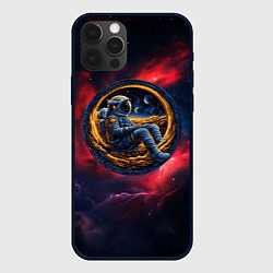 Чехол iPhone 12 Pro Max Космонавт сидит в луне
