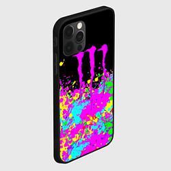 Чехол для iPhone 12 Pro Max Monster energy краски неоновые, цвет: 3D-черный — фото 2