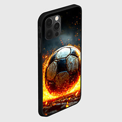 Чехол для iPhone 12 Pro Max Футбольный мяч в красном пламени, цвет: 3D-черный — фото 2