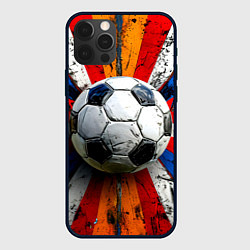 Чехол iPhone 12 Pro Max Футбольный мяч в ярких линиях