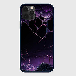 Чехол для iPhone 12 Pro Max Фиолетовая рванная текстура, цвет: 3D-черный